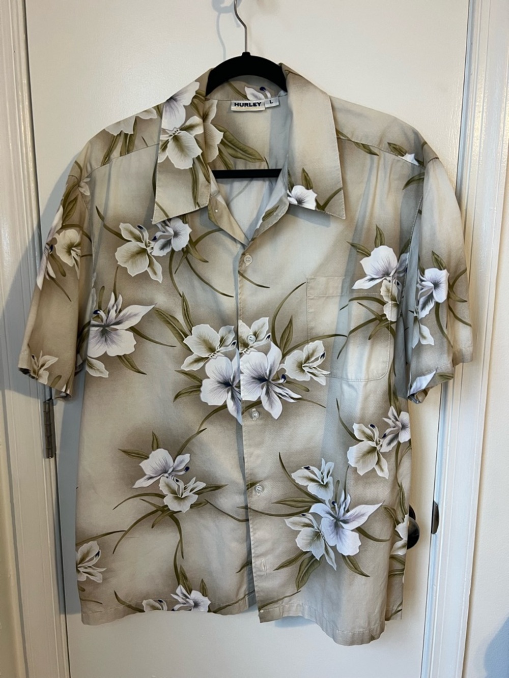 Hurley Beige Floral Camp Collar Shirt